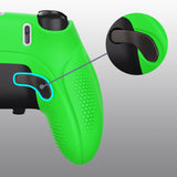 PlayVital Ninja Edition Anti-Slip Half-Covered Silicone Cover Skin for ps5 Edge Controller, Ergonomic Protector Soft Rubber Case for ps5 Edge Wireless Controller with Thumb Grip Caps - Green - EYPFP009