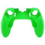 PlayVital Ninja Edition Anti-Slip Half-Covered Silicone Cover Skin for ps5 Edge Controller, Ergonomic Protector Soft Rubber Case for ps5 Edge Wireless Controller with Thumb Grip Caps - Green - EYPFP009
