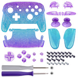 eXtremeRate Glitter Gradient Translucent Bluebell & Blue Faceplate Backplate Handles for NS Switch Pro Controller - Controller NOT Included - FRP359