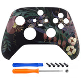 eXtremeRate Mysterious Garden Replacement Part Faceplate, Soft Touch Grip Housing Shell Case for Xbox Series S & Xbox Series X Controller Accessories - Controller NOT Included - FX3T184