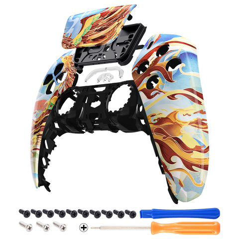 eXtremeRate Fire Phoenix Touchpad Front Housing Shell Compatible with ps5 Controller BDM-010/020/030/040, DIY Replacement Shell Custom Touch Pad Cover Compatible with ps5 Controller - ZPFT1090G3