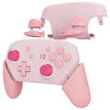 eXtremeRate Cherry Blossoms Pink & Puffy Pink Faceplate Backplate Handles for Switch Pro Controller - Controller NOT Included - FRP356