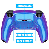 eXtremeRate Chameleon Purple Blue Remappable RISE4 Remap Kit for PS5 Controller BDM-030/040, Upgrade Board & Redesigned Back Shell & 4 Back Buttons for PS5 Controller - Controller NOT Included - YPFP3008G3