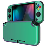 PlayVital Glossy Chameleon Green Purple Protective Case for NS Switch Lite, Hard Cover Protector for NS Switch Lite - 1 x Black Border Tempered Glass Screen Protector Included - YYNLP002