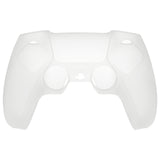 PlayVital Pure Series Dockable Model Anti-Slip Silicone Cover Skin for ps5 Controller, Soft Rubber Grip Case for ps5 Wireless Controller Fits with Charging Station with 6 Thumb Grip Caps - Glow in Dark - Green - EKPFP004