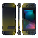 PlayVital Gradient Black Yellow Cover for NS Switch Console, NS Joycon Handheld Controller Separable Protector Hard Shell, Soft Touch Customized Dockable Protective Case for NS Switch - NTP348