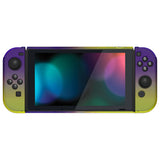 eXtremeRate PlayVital Gradient Purple Yellow Back Cover for NS Switch Console, NS Joycon Handheld Controller Separable Protector Hard Shell, Soft Touch Customized Dockable Protective Case for NS Switch - NTP346