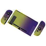 eXtremeRate PlayVital Gradient Purple Yellow Back Cover for NS Switch Console, NS Joycon Handheld Controller Separable Protector Hard Shell, Soft Touch Customized Dockable Protective Case for NS Switch - NTP346