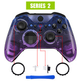 eXtremeRate Gradient Translucent Bluebell Faceplate Cover, Glossy Front Housing Shell Case Replacement Kit for Xbox One Elite Series 2 Controller Model 1797 and Core Model 1797 - Thumbstick Accent Rings Included - ELP334