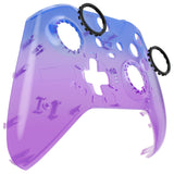 eXtremeRate Gradient Translucent Bluebell Faceplate Cover, Glossy Front Housing Shell Case Replacement Kit for Xbox One Elite Series 2 Controller Model 1797 and Core Model 1797 - Thumbstick Accent Rings Included - ELP334