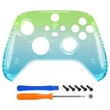 eXtremeRate Gradient Translucent Green Blue Replacement Front Housing Shell for Xbox Series X Controller, Custom Cover Faceplate for Xbox Series S Controller - Controller NOT Included - FX3P355