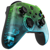 eXtremeRate Gradient Translucent Green Blue Replacement Front Housing Shell for Xbox Series X Controller, Custom Cover Faceplate for Xbox Series S Controller - Controller NOT Included - FX3P355