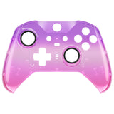 eXtremeRate Gradient Translucent Purple Rose Red Faceplate Cover, Glossy Front Housing Shell Case Replacement Kit for Xbox One Elite Series 2 Controller Model 1797 and Core Model 1797 - Thumbstick Accent Rings Included - ELP335