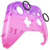 eXtremeRate Gradient Translucent Purple Rose Red Faceplate Cover, Glossy Front Housing Shell Case Replacement Kit for Xbox One Elite Series 2 Controller Model 1797 and Core Model 1797 - Thumbstick Accent Rings Included - ELP335