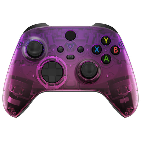 eXtremeRate Gradient Translucent Purple Rose Red Replacement Front Housing Shell for Xbox Series X Controller, Custom Cover Faceplate for Xbox Series S Controller - Controller NOT Included - FX3P354
