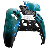 eXtremeRate Green Storm Thunder Touchpad Front Housing Shell Compatible with ps5 Controller BDM-010 BDM-020 BDM-030, DIY Replacement Shell Custom Touch Pad Cover Compatible with ps5 Controller - ZPFT1092G3