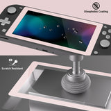 eXtremeRate 2 Pack Cherry Blossoms Pink Border Transparent HD Saver Protector Film, Tempered Glass Screen Protector for Nintendo Switch Lite [Anti-Scratch, Anti-Fingerprint, Shatterproof, Bubble-Free] - HL706