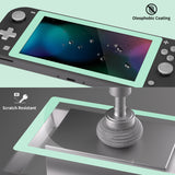 eXtremeRate 2 Pack Misty Green Border Transparent HD Saver Protector Film, Tempered Glass Screen Protector for Nintendo Switch Lite [Anti-Scratch, Anti-Fingerprint, Shatterproof, Bubble-Free] - HL732