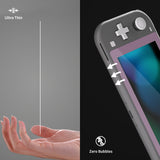 eXtremeRate 2 Pack Dark Grayish Violet Border Transparent HD Saver Protector Film, Tempered Glass Screen Protector for Nintendo Switch Lite [Anti-Scratch, Anti-Fingerprint, Shatterproof, Bubble-Free] - HL735
