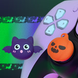 PlayVital Halloween Pumpkin Bat Cute Thumb Grip Caps for PS5/4 Controller, Silicone Analog Stick Caps Cover for Xbox Series X/S, Thumbstick Caps for Switch Pro Controller - PJM3031