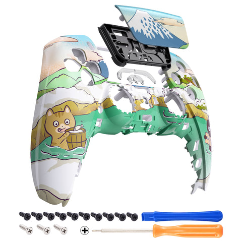 eXtremeRate Hot Spring Kitties Front Housing Shell Compatible with ps5 Controller BDM-010 BDM-020 BDM-030, DIY Replacement Shell Custom Touch Pad Cover Compatible with ps5 Controller - ZPFR007G3