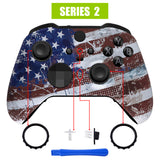 eXtremeRate Impression US Flag Faceplate Cover, Soft Touch Front Housing Shell Case Replacement Kit for Xbox One Elite Series 2 Controller Model 1797 - Thumbstick Accent Rings Included - ELT146