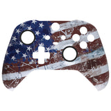 eXtremeRate Impression US Flag Faceplate Cover, Soft Touch Front Housing Shell Case Replacement Kit for Xbox One Elite Series 2 Controller Model 1797 - Thumbstick Accent Rings Included - ELT146