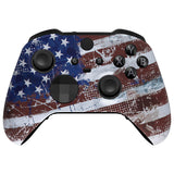 eXtremeRate Impression US Flag Faceplate Cover, Soft Touch Front Housing Shell Case Replacement Kit for Xbox One Elite Series 2 Controller Model 1797 - Thumbstick Accent Rings Included - ELT146