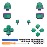 eXtremeRate Replacement Full Set Buttons for PS5 Controller BDM-030/040/050/060 - Chameleon Green Purple - JPF1002G3