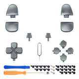 eXtremeRate Replacement D-pad R1 L1 R2 L2 Triggers Share Options Face Buttons, Metallic Steel Gray Full Set Buttons Compatible with ps5 Controller BDM-030/040/050 - Controller NOT Included - JPF1039G3