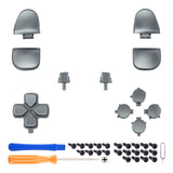 eXtremeRate Replacement Full Set Buttons for PS5 Controller BDM-030/040/050/060 - Metallic Steel Gray - JPF1039G3