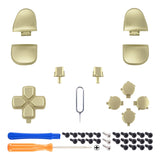 eXtremeRate Replacement D-pad R1 L1 R2 L2 Triggers Share Options Face Buttons, Metallic Champagne Gold Full Set Buttons Compatible with ps5 Controller BDM-030/040 - Controller NOT Included - JPF1041G3