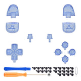 eXtremeRate Replacement Full Set Buttons for PS5 Controller BDM-030/040/050/060 - Crystal Clear Light Blue - JPF1047G3
