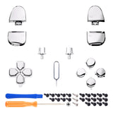 eXtremeRate Replacement D-pad R1 L1 R2 L2 Triggers Share Options Face Buttons, Chrome Silver Full Set Buttons Compatible with ps5 Controller BDM-030/040/050 - Controller NOT Included - JPF2002G3