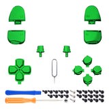 eXtremeRate Replacement D-pad R1 L1 R2 L2 Triggers Share Options Face Buttons, Chrome Green Full Set Buttons Compatible with ps5 Controller BDM-030/040 - Controller NOT Included - JPF2006G3