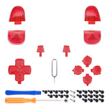 eXtremeRate Replacement D-pad R1 L1 R2 L2 Triggers Share Options Face Buttons, Clear Red Full Set Buttons Compatible with ps5 Controller BDM-030/040 - Controller NOT Included - JPF3002G3