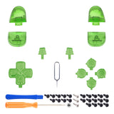 eXtremeRate Replacement D-pad R1 L1 R2 L2 Triggers Share Options Face Buttons, Clear Green Full Set Buttons Compatible with ps5 Controller BDM-030/040/050 - Controller NOT Included - JPF3003G3