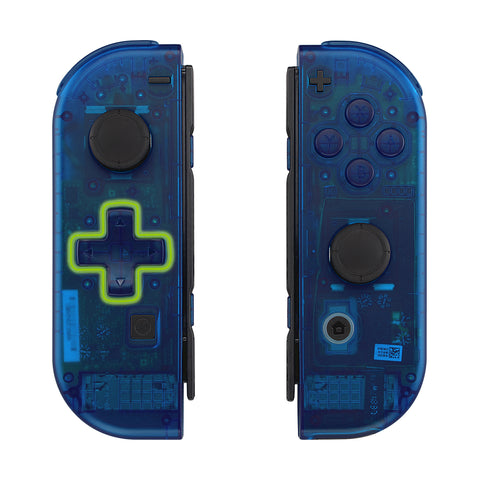 eXtremeRate Transparent Clear Blue Joycon Handheld Controller Housing (D-Pad Version) with Full Set Buttons, DIY Replacement Shell Case for NS Switch JoyCon & OLED JoyCon - Console Shell NOT Included - JZM504