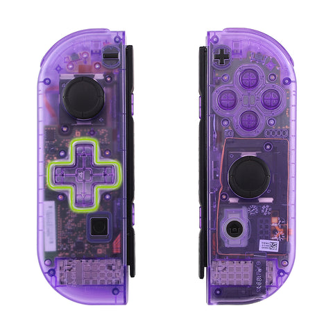 eXtremeRate Clear Atomic Purple Joycon Handheld Controller Housing (D-Pad Version) with Full Set Buttons, DIY Replacement Shell Case for NS Switch JoyCon & OLED JoyCon - Console Shell NOT Included - JZM505