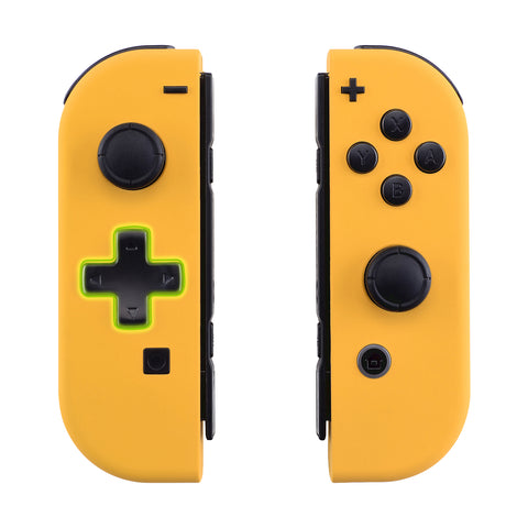 eXtremeRate Soft Touch Caution Yellow Joycon Handheld Controller Housing (D-Pad Version) with Full Set Buttons, DIY Replacement Shell Case for NS Switch JoyCon & OLED JoyCon - Console Shell NOT Included - JZP305