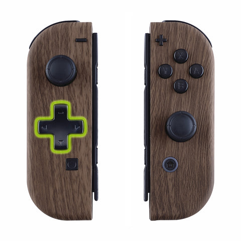 eXtremeRate Wood Grain Soft Touch Joycon Handheld Controller Housing (D-Pad Version) with Full Set Buttons, DIY Replacement Shell Case for NS Switch JoyCon & OLED JoyCon - Console Shell NOT Included - JZS201