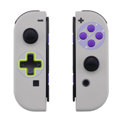 eXtremeRate Classics SNES Style Soft Touch Joycon Handheld Controller Housing (D-Pad Version) with Full Set Buttons, DIY Replacement Shell Case for NS Switch JoyCon & OLED JoyCon - Console Shell NOT Included - JZT105