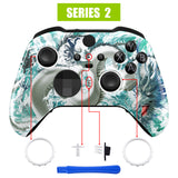 eXtremeRate Jade Dragon - Cloud Dominator Replacement Front Housing Shell Case with Thumbstick Accent Rings for Xbox One Elite Series 2 Controller Model 1797 - ELT151