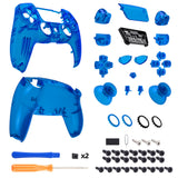 eXtremeRate Luna Redesigned Full Set Shells & Buttons for PS5 Controller BDM-030/040/050 - Clear Blue - KQXPFM004