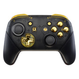 eXtremeRate Chrome Gold Repair ABXY D-pad ZR ZL L R Keys for Nintendo Switch Pro Controller, Glossy DIY Replacement Full Set Buttons with Tools for Nintendo Switch Pro - Controller NOT Included - KRD401