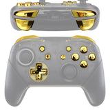 eXtremeRate Chrome Gold Repair ABXY D-pad ZR ZL L R Keys for Nintendo Switch Pro Controller, Glossy DIY Replacement Full Set Buttons with Tools for Nintendo Switch Pro - Controller NOT Included - KRD401