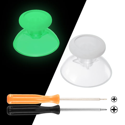 eXtremeRate Glow in Dark - Green Dual-color Replacement 3D Joystick Thumbsticks, Analog Thumb Sticks with Phillips Screwdriver for Nintendo Switch Pro Controller - KRM524