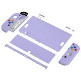 eXtremeRate Light Violet Soft Touch Full Set Shell for Nintendo Switch OLED, Replacement Console Back Plate & Metal Kickstand, NS Joycon Handheld Controller Housing & Buttons for Nintendo Switch OLED - QNSOP3007