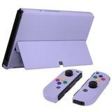 eXtremeRate Light Violet Soft Touch Full Set Shell for Nintendo Switch OLED, Replacement Console Back Plate & Metal Kickstand, NS Joycon Handheld Controller Housing & Buttons for Nintendo Switch OLED - QNSOP3007