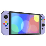 eXtremeRate Light Violet Soft Touch Full Set Shell for Nintendo Switch OLED, Replacement Console Back Plate & Metal Kickstand, NS Joycon Handheld Controller Housing & Buttons for Nintendo Switch OLED - QNSOP3007
